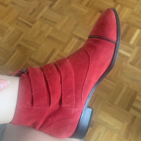 Red Suede Booties - Picture 6 of 6